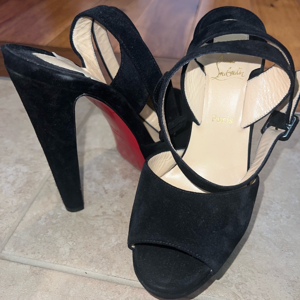 Christian Louboutin Loulou Dancing Heels Suede Black Size US 7.5 - Picture 3 of 8